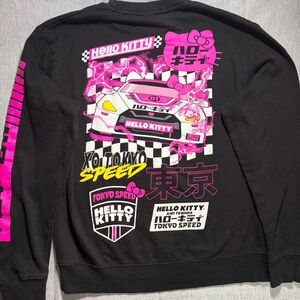 Hello Kitty Black Crewneck Sweatshirt with Subtle White Tagging